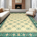 Geometric Vintage Area Beige & Teal(Beige)