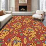 Abstract Autumn Leaves With Interlocking Accents And Floral(Red)