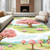 French Provincial Toile Countryside Scene with Blooming Trees(Pink)