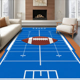Football Field Gridiron Yard Lines Ball Motif(Blue)