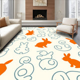 Abstract Bunny Print Neutral Nursery Accent(Orange)