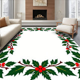 Holly Berry Vine Border Traditional Christmas Floor(Green)