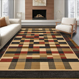 Tawny & Ebony Hues Checkered Contemporary Floor Accent(Beige)