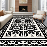 Nordic Scandinavian Cross Stitch Style Floor Cover (Black)