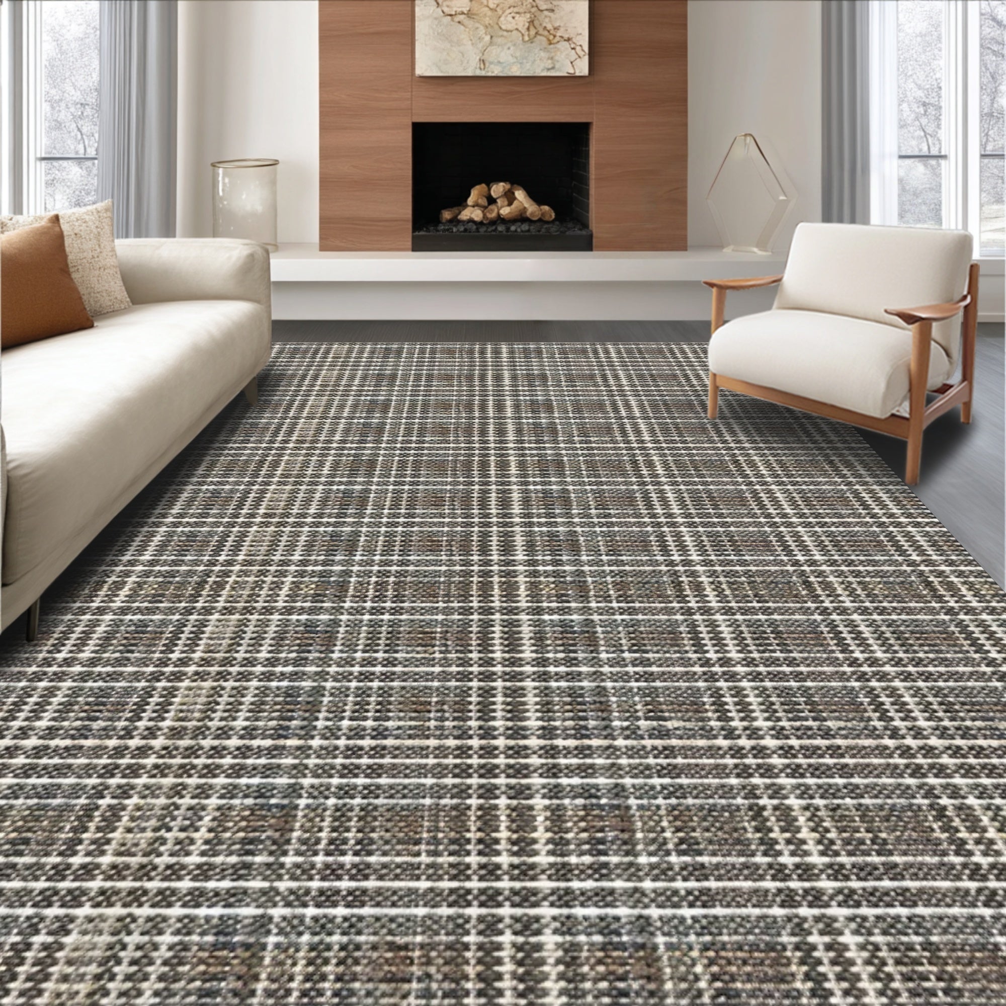 Ultra Soft Area Rug, Non Slip, Stain Resistant, Washable Area Rugs for Living Room, Bedroom, Abstract Grey Brown Living Room Vintage Rug(Gray)