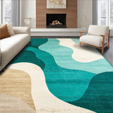 Teal Beige Abstract Coastal Ocean Beach Theme Indoor Area(Teal)