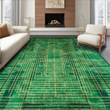 Dynamic Green and Gold Geometric Abstract Area for Modern Spaces(Green)