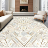 Artisan Geometric Area with Interlaced Diamond Shapes and Calming Neutrals(Beige)