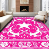 Ultra Soft Area Rug, Non Slip, Stain Resistant, Washable Area Rugs for Living Room, Bedroom, Vibrant Pink Western Themed Washable Bath Mat(Pink)