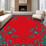 Art Nouveau Floral Swirl with Whimsical Petal Arrangements and Flowing Scrolls (Red)