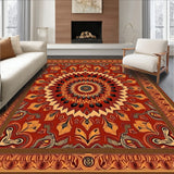 Harvest Moon Boho Tapestry Design with Autumn Leaf Motifs(Red)