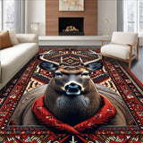 Ultra Soft Area Rug, Non Slip, Stain Resistant, Washable Area Rugs for Living Room, Bedroom, Faux Deer Cowhide(Red)