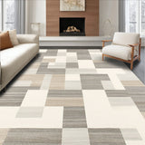 Ethereal Beige & Gray Area Modernist Geometric Design(Beige)