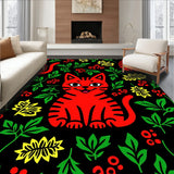 Cheerful Cat And Holly Berry With Festive Interlocking(Red)