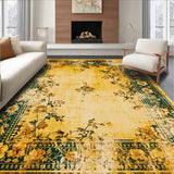 Golden Age Foldable Mustard Distressed Vintage Style Area Rug(Yellow)