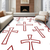 Sacred Symbol Interlocking Overlay with Contemporary Crosses(Red)