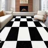 Ultra Soft Area Rug, Non Slip, Stain Resistant, Washable Area Rugs for Living Room, Bedroom, Checkered Low Pile(Black)
