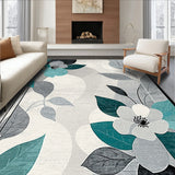Shadow Bloom Abstract Floral Grey and Teal Toned Area Rug(Gray)