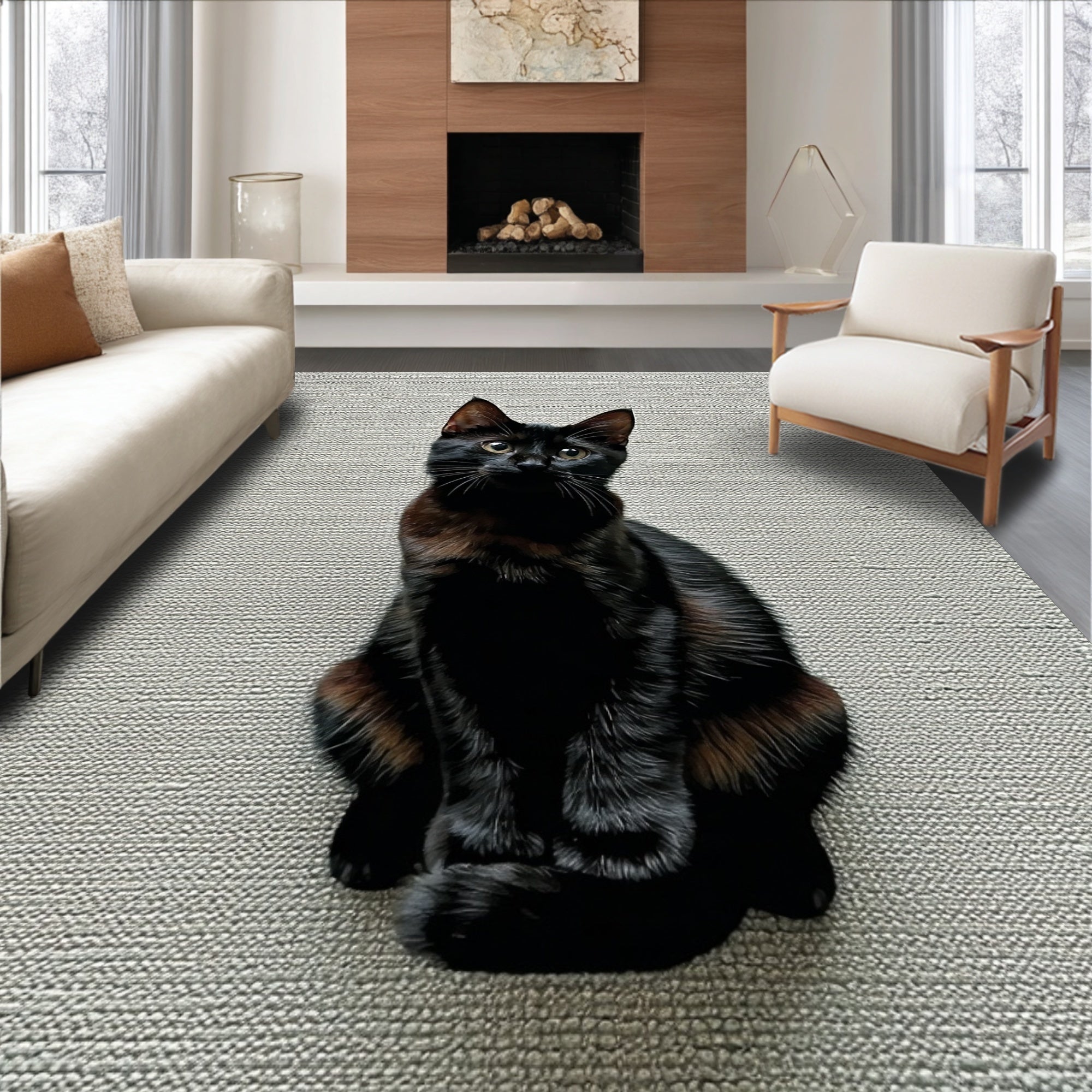 Ultra Soft Area Rug, Non Slip, Stain Resistant, Washable Area Rugs for Living Room, Bedroom, Cute Black Cat Bathroom Non-Slip Decorative Rug(Black)