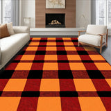 Checkered Buffalo Accent with Bold Contrasting Stripes(Orange)