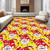 Winter Holiday Doormat Featuring Dancing Snowmen and Crystal Ice(Yellow)