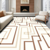 Nordic Mist Interlocking Maze Minimalist Modern Design (Brown)