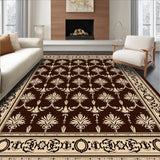 Classic Damask Floral Motif Non Skid Entry(Brown)