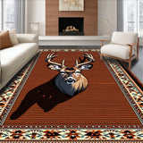 Ultra Soft Area Rug, Non Slip, Stain Resistant, Washable Area Rugs for Living Room, Bedroom, Rustic Western Deer Print Living Room Rug(Brown)