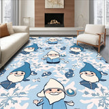 Winter Wonderland Gnome Motif Seasonal Snowfall Theme(Blue)