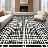 Chic Linear Harmony With Interlocking Stripe Grid And Modern Contrast(White)