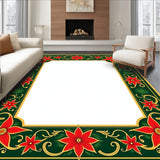 Christmas Tapestry Vintage Holiday Medallion Floor Covering(Green)