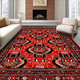 Ultra Soft Area Rug, Non Slip, Stain Resistant, Washable Area Rugs for Living Room, Bedroom, Western Cat Design Plush(Red)