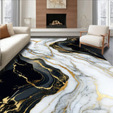 Marble Gold Swirls Accent Abstract Art(White)