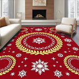 Nordic Frosted Flurry Interlocking Laurel Motif with Golden Highlights(Red)