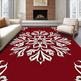Festive Snowflake Winter Holiday Accent Flooring Circular Decoration(Red)