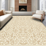 Beige Artistic Lattice Sophisticated Floor Covering(Beige)
