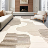 Abstract Geometric Beige Area Contemporary Wavy(Beige)