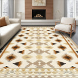 Earth Tone Rug with Elegant Geometric Patterns and Boho Chic Style(Beige)