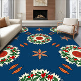 Christmas Wreath Medallion Design Celebration Floor Accent(Blue)