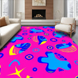 Quirky Holiday Floor with Brightly Glowing Abstract Animal Inspired Shapes(Pink)