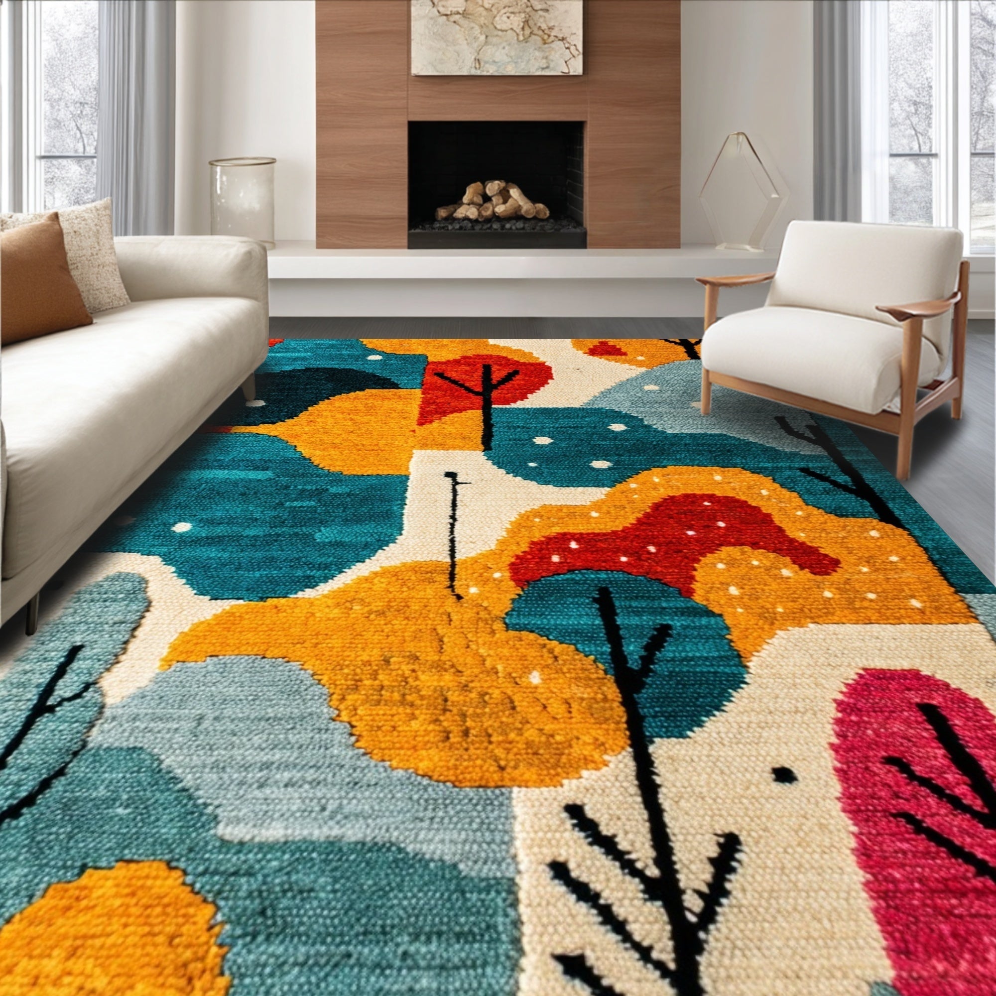 Ultra Soft Area Rug, Non Slip, Stain Resistant, Washable Area Rugs for Living Room, Bedroom, Whimsical Multi-Color Kitchen Floor Mat Set(Blue)