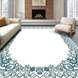 Lattice Trellis Design with Floral Border Accents (Teal)