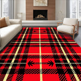 Buffalo Checkered Tartan Plaid with Festive Pine Motifs(Red)