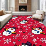 Cheerful Snowman Amidst Flourishing Snowflake Design(Red)