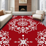 Festive Snowflake Medallion Winter Holiday Accent Throw(Red)
