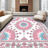 Ornate Trellis with Floral Lattice and Abstract Damask Accents (Pink)