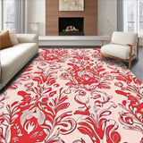 Vintage Botanical Scroll With Repeating Floral And Foliage (Red)