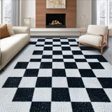 Ultra Soft Area Rug, Non Slip, Stain Resistant, Washable Area Rugs for Living Room, Bedroom, Modern Black and White Non-Slip Playroom Rug(Black)