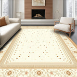 Contemporary Area with Artistic Dotted Borders and Warm Beige Shades(Beige)