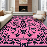 Boho Mosaic Medallion Featuring Intricate Interlocking Floral Arrangements(Pink)